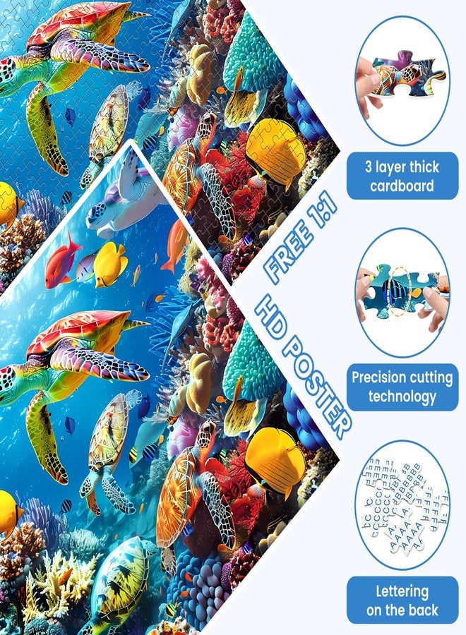 VOLUVOLU 500 Piece Puzzle for Adults, Turtle Jigsaw Puzzles, Sea Animals Puzzles 500 Pieces, Birthday and Barious Holiday Party for Family Adult, Funny Puzzle for Adults, 20.5x15 in - Image 4